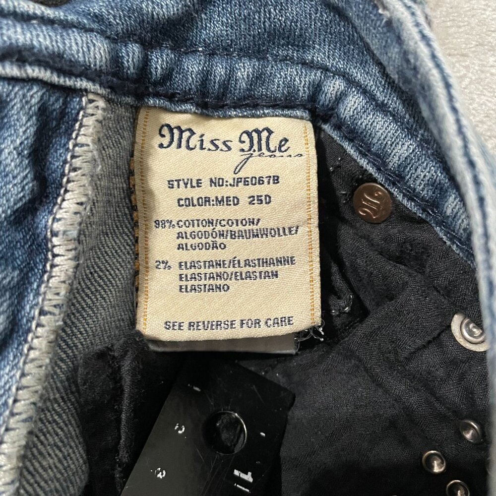 Miss Me Boot Cut Jeans with Embellished Back Pockets - Light Blue Denim - Picture 11 of 14